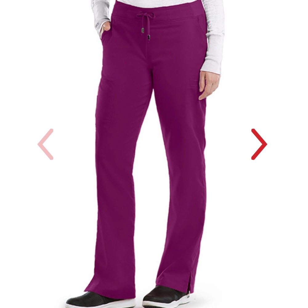 Grey’s Anatomy 4277 6 Pocket Tie Front Scrub Pants Very Berry Size XL